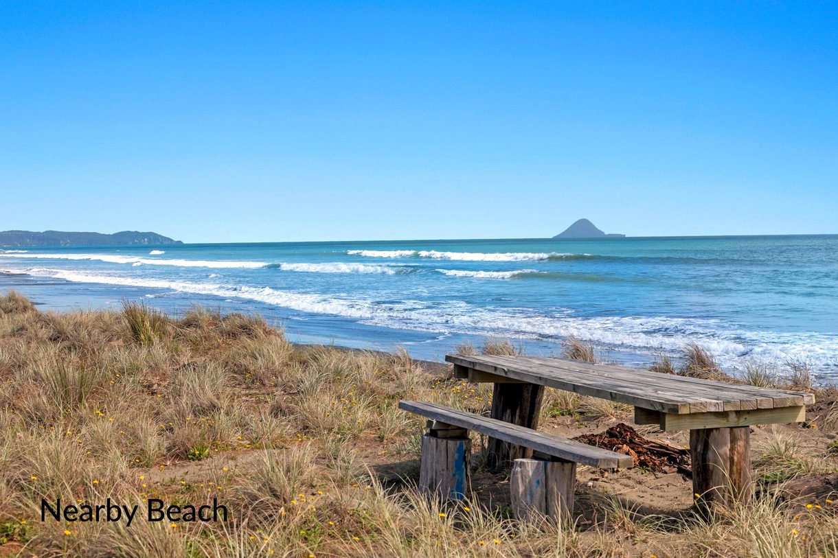 Nearby Ohiwa beach with Whale Island on the horizon
